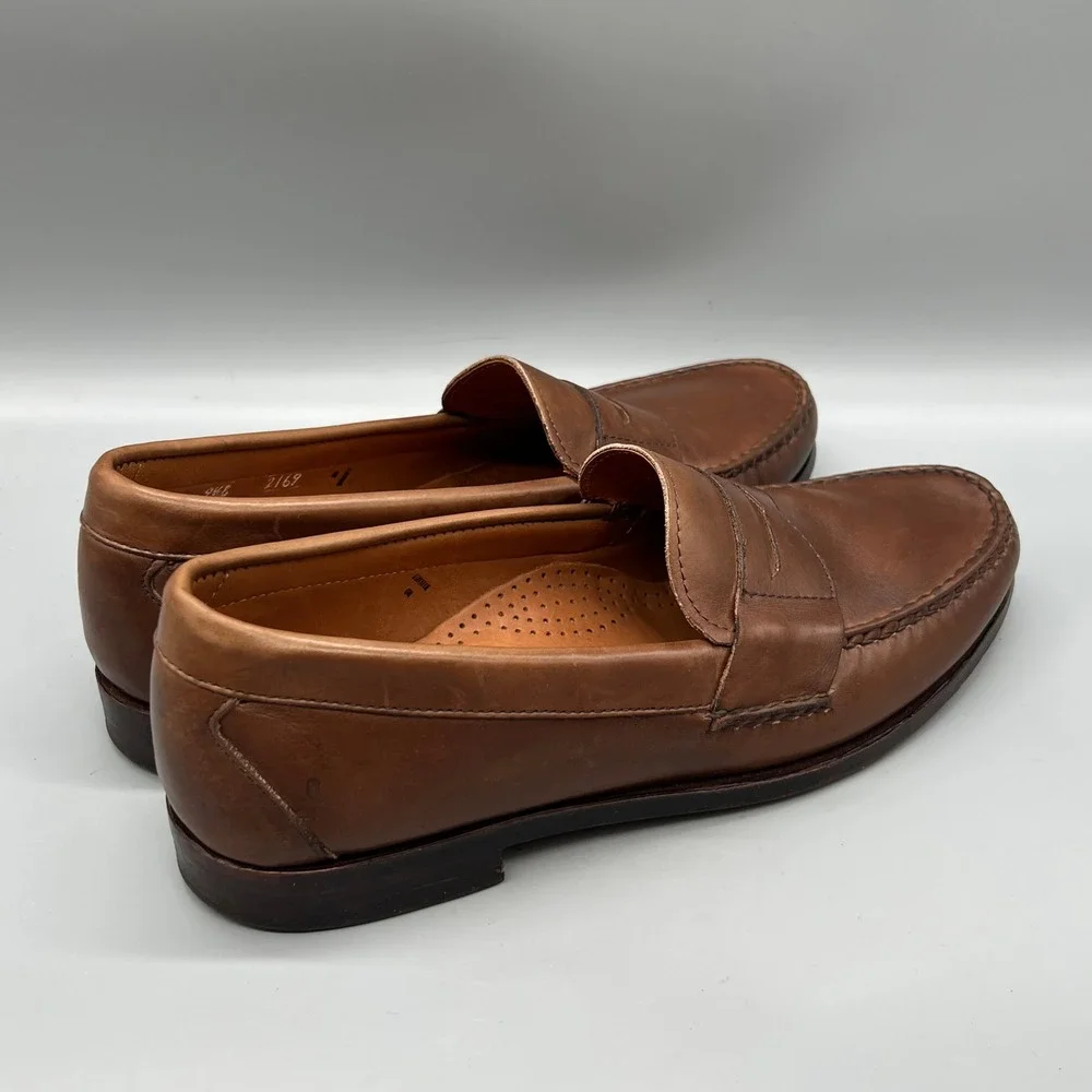 Allen Edmonds Penny Loafers Mens 9.5 Brown Leather Cavanaugh Dress Shoes Preppy